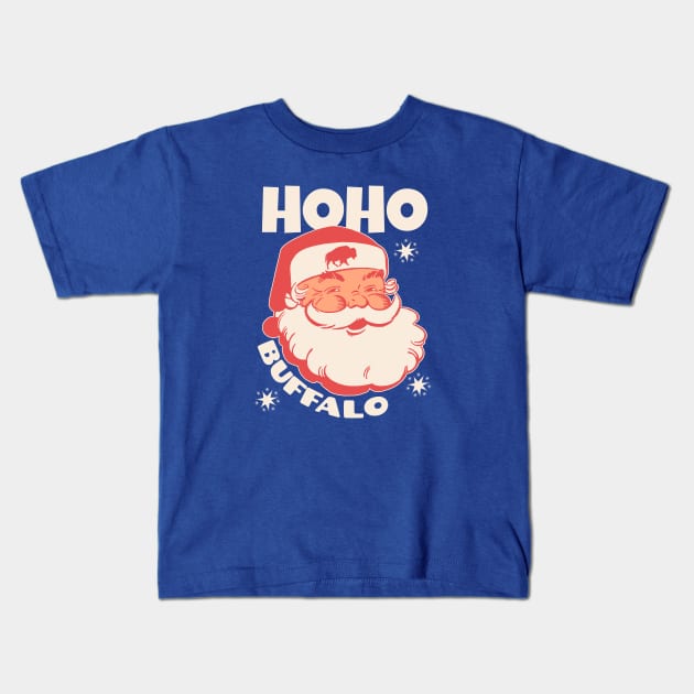 Let's Go Buffalo Ho Ho Buffalo Christmas Santa Kids T-Shirt by LizardIsland